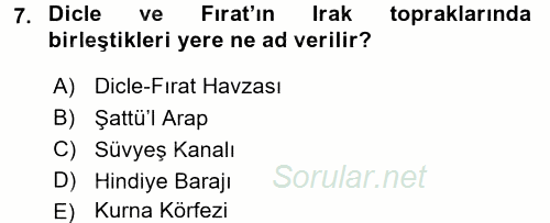 Modern Ortadoğu Tarihi 2015 - 2016 Tek Ders Sınavı 7.Soru