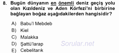 Modern Ortadoğu Tarihi 2015 - 2016 Tek Ders Sınavı 8.Soru