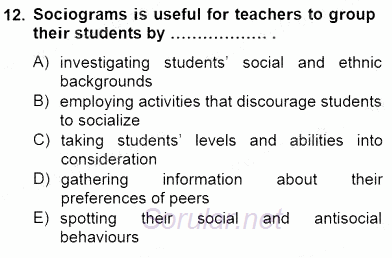 Özel Öğretim Yöntemleri 2013 - 2014 Dönem Sonu Sınavı 12.Soru