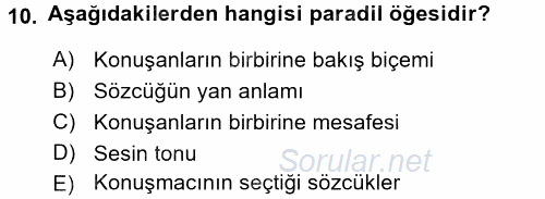 Kültürlerarası İletişim 2016 - 2017 3 Ders Sınavı 10.Soru