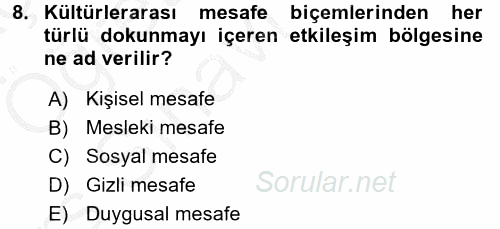 Kültürlerarası İletişim 2016 - 2017 3 Ders Sınavı 8.Soru