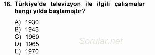 Yeni İletişim Teknolojileri 2012 - 2013 Ara Sınavı 18.Soru