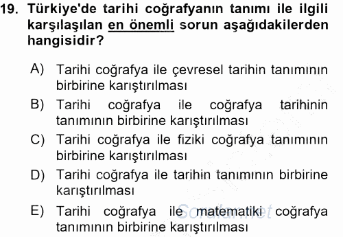 Tarihi Coğrafya 2015 - 2016 Ara Sınavı 19.Soru