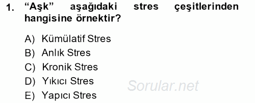 Termal ve Spa Hizmetleri 2013 - 2014 Dönem Sonu Sınavı 1.Soru