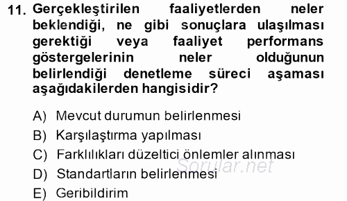 Termal ve Spa Hizmetleri 2013 - 2014 Dönem Sonu Sınavı 11.Soru