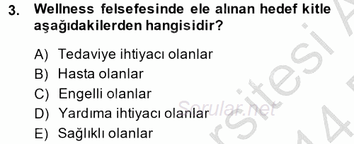 Termal ve Spa Hizmetleri 2013 - 2014 Dönem Sonu Sınavı 3.Soru