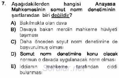 Hukukun Temel Kavramları 1 2012 - 2013 Tek Ders Sınavı 7.Soru