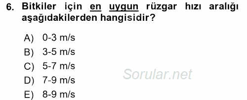 Ekoloji ve Çevre Bilgisi 2017 - 2018 Ara Sınavı 6.Soru
