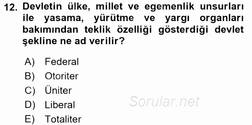 Mahalli İdareler Maliyesi 2015 - 2016 Ara Sınavı 12.Soru