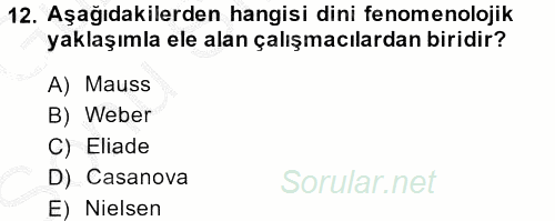 Türkiye´nin Toplumsal Yapısı 2014 - 2015 Dönem Sonu Sınavı 12.Soru