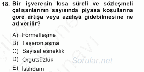 Türkiye´nin Toplumsal Yapısı 2014 - 2015 Dönem Sonu Sınavı 18.Soru