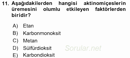 Veteriner Mikrobiyoloji ve Epidemiyoloji 2017 - 2018 3 Ders Sınavı 11.Soru