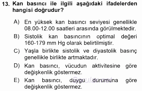 Yaşlılarda Görülebilecek Sorunlar Ve Bakım Hizmetleri 2016 - 2017 Ara Sınavı 13.Soru