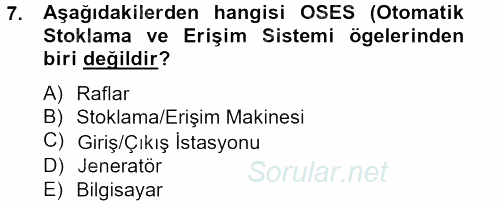 Lojistikte Teknoloji Kullanımı 2013 - 2014 Tek Ders Sınavı 7.Soru