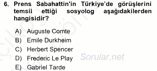Türk Sosyologları 2016 - 2017 Ara Sınavı 6.Soru