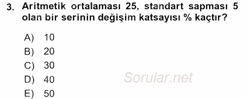 İstatistik 1 2015 - 2016 Dönem Sonu Sınavı 3.Soru