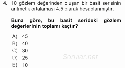 İstatistik 1 2015 - 2016 Dönem Sonu Sınavı 4.Soru