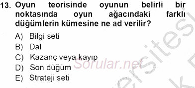 Sanayi Ekonomisi 2013 - 2014 Tek Ders Sınavı 13.Soru