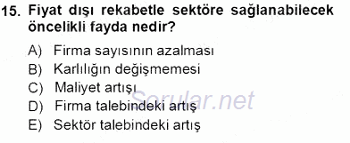 Sanayi Ekonomisi 2013 - 2014 Tek Ders Sınavı 15.Soru