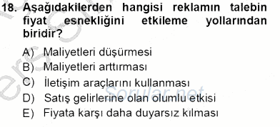 Sanayi Ekonomisi 2013 - 2014 Tek Ders Sınavı 18.Soru