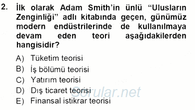 Sanayi Ekonomisi 2013 - 2014 Tek Ders Sınavı 2.Soru
