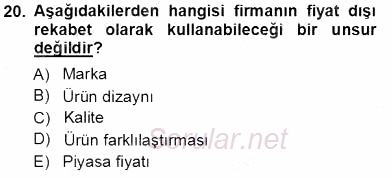 Sanayi Ekonomisi 2013 - 2014 Tek Ders Sınavı 20.Soru