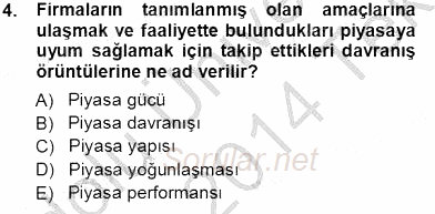 Sanayi Ekonomisi 2013 - 2014 Tek Ders Sınavı 4.Soru