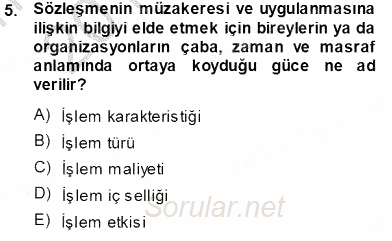 Sanayi Ekonomisi 2013 - 2014 Tek Ders Sınavı 5.Soru