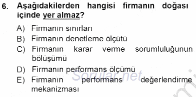 Sanayi Ekonomisi 2013 - 2014 Tek Ders Sınavı 6.Soru