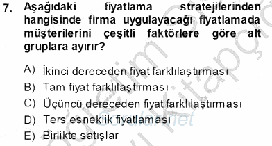 Sanayi Ekonomisi 2013 - 2014 Tek Ders Sınavı 7.Soru