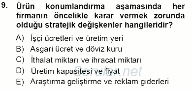 Sanayi Ekonomisi 2013 - 2014 Tek Ders Sınavı 9.Soru