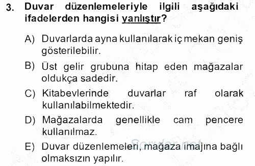 Mağaza Atmosferi 2014 - 2015 Dönem Sonu Sınavı 3.Soru