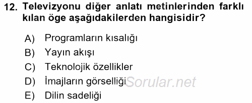 Film ve Video Kültürü 2016 - 2017 Dönem Sonu Sınavı 12.Soru