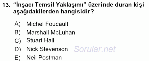 Film ve Video Kültürü 2016 - 2017 Dönem Sonu Sınavı 13.Soru