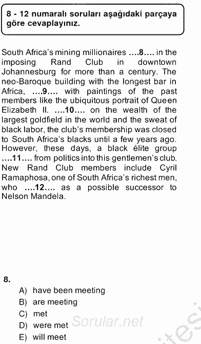 Pedagojik Gramer 2 2013 - 2014 Ara Sınavı 8.Soru