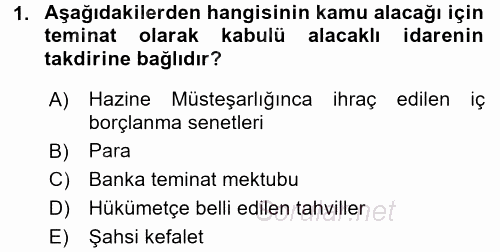 Vergi İcra Hukuku 2016 - 2017 Ara Sınavı 1.Soru