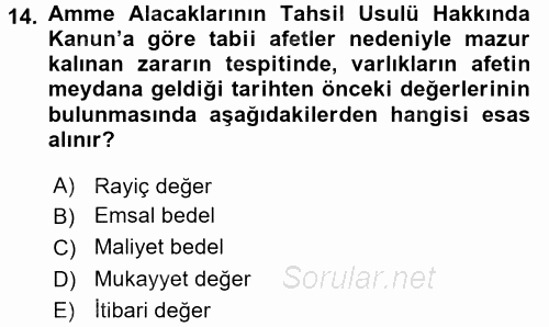 Vergi İcra Hukuku 2016 - 2017 Ara Sınavı 14.Soru