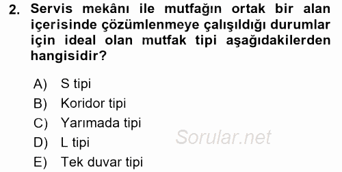 Mutfak Hizmetleri Yönetimi 2017 - 2018 Ara Sınavı 2.Soru