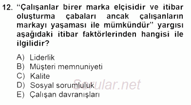 Marka İletişim Kampanyaları 2014 - 2015 Ara Sınavı 12.Soru