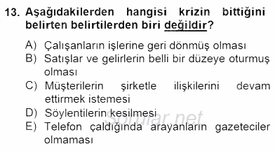 Marka İletişim Kampanyaları 2014 - 2015 Ara Sınavı 13.Soru