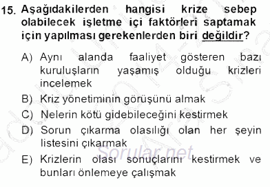 Marka İletişim Kampanyaları 2014 - 2015 Ara Sınavı 15.Soru