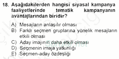 Marka İletişim Kampanyaları 2014 - 2015 Ara Sınavı 18.Soru