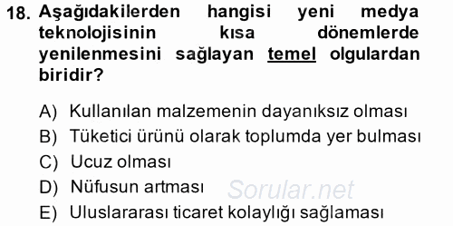 Hareketli Görüntünün Tarihi 2014 - 2015 Tek Ders Sınavı 18.Soru