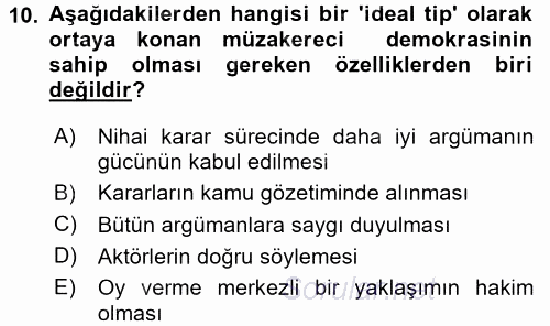 İnsan Hakları ve Demokratikleşme Süreci 2015 - 2016 Dönem Sonu Sınavı 10.Soru
