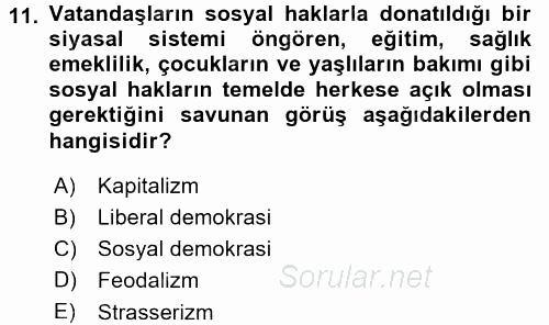 İnsan Hakları ve Demokratikleşme Süreci 2015 - 2016 Dönem Sonu Sınavı 11.Soru