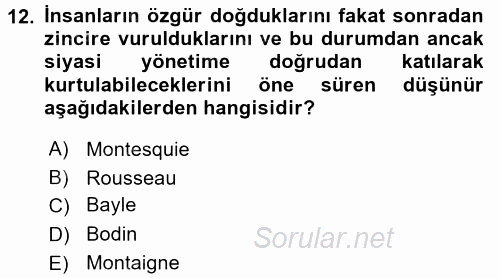 İnsan Hakları ve Demokratikleşme Süreci 2015 - 2016 Dönem Sonu Sınavı 12.Soru