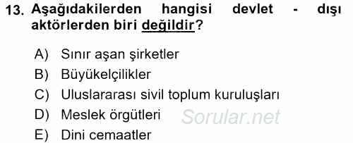 İnsan Hakları ve Demokratikleşme Süreci 2015 - 2016 Dönem Sonu Sınavı 13.Soru