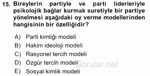 İnsan Hakları ve Demokratikleşme Süreci 2015 - 2016 Dönem Sonu Sınavı 15.Soru