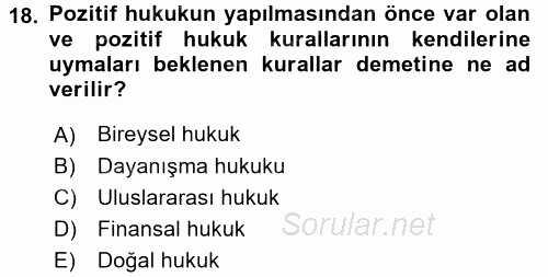 İnsan Hakları ve Demokratikleşme Süreci 2015 - 2016 Dönem Sonu Sınavı 18.Soru