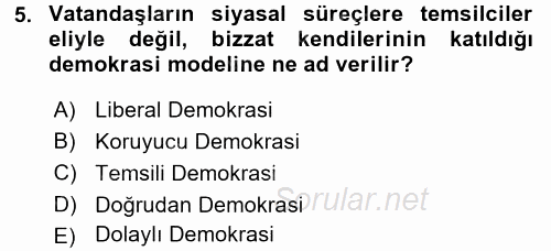 İnsan Hakları ve Demokratikleşme Süreci 2015 - 2016 Dönem Sonu Sınavı 5.Soru